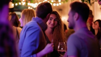 Person at party engaging with others